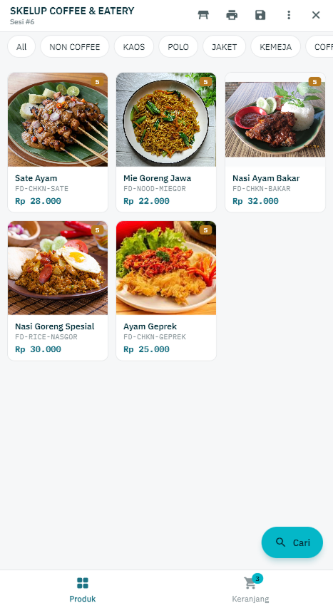 POS F&B (HP) — menu