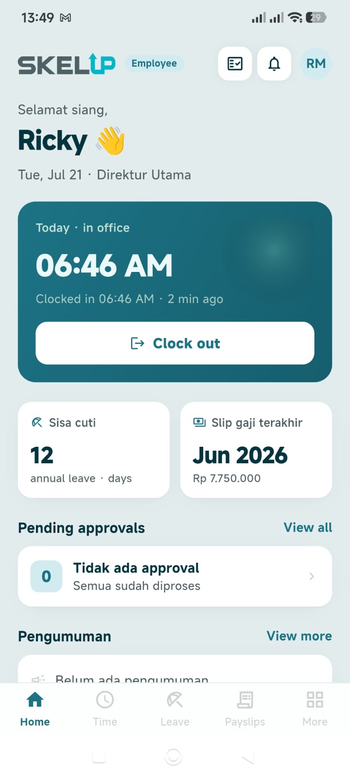 ESS mobile — beranda