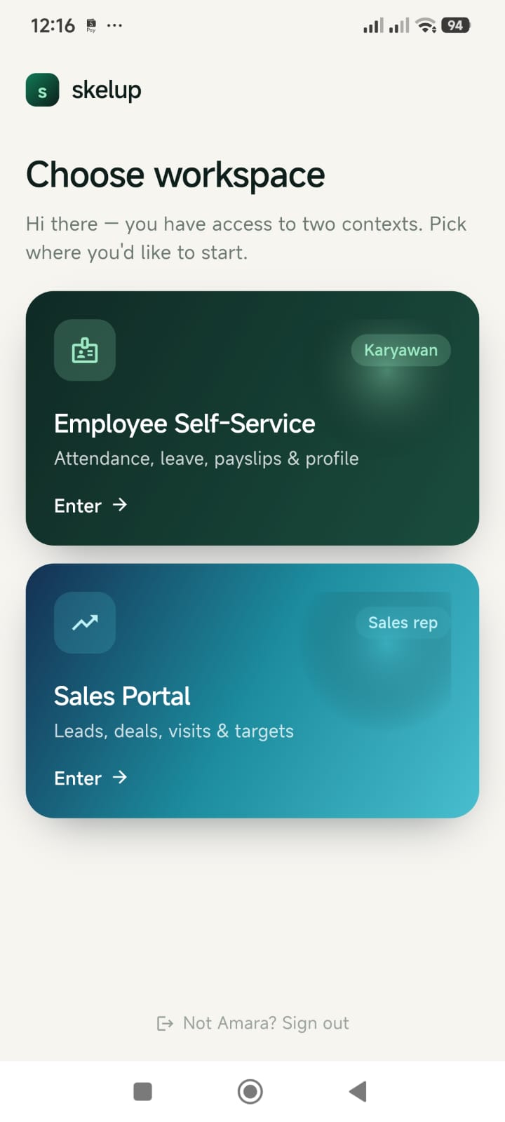 Satu app: ESS & Sales rep
